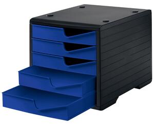 Triediaci box, 5 zásuviek, čierna / modrá