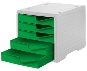Triediaci box, 5 zásuviek, sivá/zelená