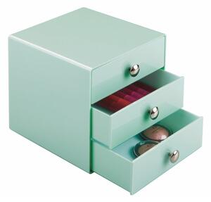 Mätovozelený úložný box s 3 zásuvkami iDesign Drawers, výška 16,5 cm