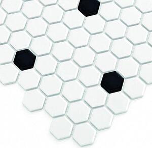 Dunin - Mini Hexagon B&W Spot Keramická mozaika DUNIN (26 x 30 cm / 1 ks)