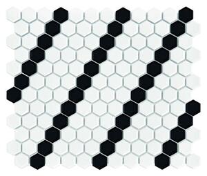 Dunin - Mini Hexagon B&W Lean Keramická mozaika DUNIN (26 x 30 cm / 1 ks)