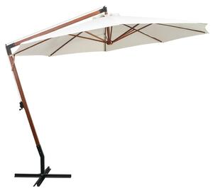 Visiaci slnečník 350 cm, drevená tyč, biely
