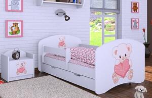 Detská posteľ so zásuvkou 140x70 MACKO so srdiečkami