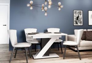 Jedálenský stôl SEVA, 80x75x80, biela lesk/betón