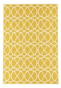 Žltý a umývateľný vonkajší koberec Interlaced, 160 × 230 cm