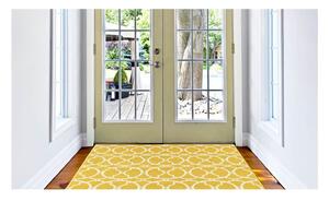 Žltý a umývateľný vonkajší koberec Interlaced, 133 × 190 cm