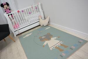 Detský protišmykový koberec LOKO Myška zelený