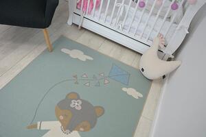 Detský protišmykový koberec LOKO Myška zelený