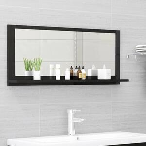 Kúpeľňové zrkadlo, lesklé čierne 90x10,5x37 cm, drevotrieska