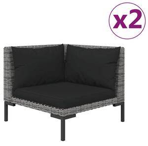 3-dielna záhradná súprava, tmavosivá, polkruhový polyratan