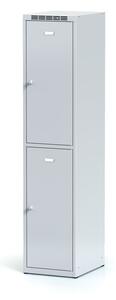 Šatníková skrinka s úložnými boxami, 2 boxy, 1800 x 400 x 500 mm, otočný zámok, sivé dvere
