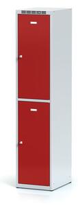 Šatníková skrinka s úložnými boxami, 2 boxy, 1800 x 400 x 500 mm, otočný zámok, červené dvere