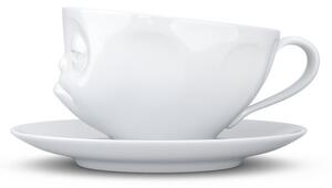 Biely mrzutý porcelánový hrnček s tanierikom 58products