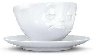 Biely mrzutý porcelánový hrnček s tanierikom 58products