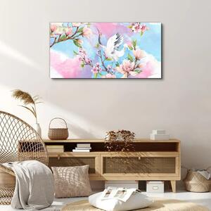 Obraz canvas Vetvy kvety zvieracie vták