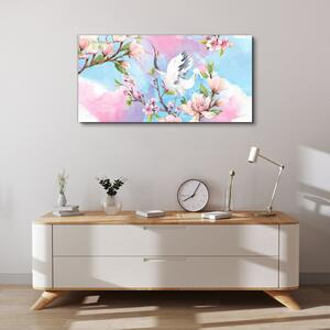 Obraz canvas Vetvy kvety zvieracie vták