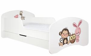 Detská posteľ so zásuvkou 140x70 ZVIERACIE KAMARÁTI + matrace ZADARMO!