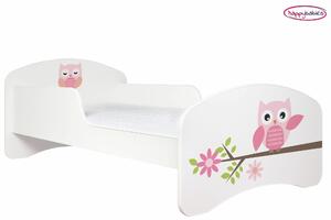 Detská posteľ bez šuplíku 140x70cm RUŽOVÁ sovička + matrace ZADARMO!