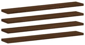 Nástenné police 4 ks hnedý dub 60x10x1,5 cm kompozitné drevo