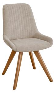 Béžová čalúnená stolička s drevenými nohami R25 Bari