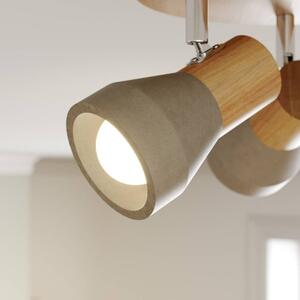 Lindby - Filiz Round Stropné Lampa Concrete/Wood - Lampemesteren