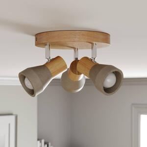 Lindby - Filiz Round Stropné Lampa Concrete/Wood - Lampemesteren