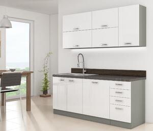 Kuchyňa Brunea 3 180 cm (sivá + lesk biely). Vlastná spoľahlivá doprava až k Vám domov. 1018239