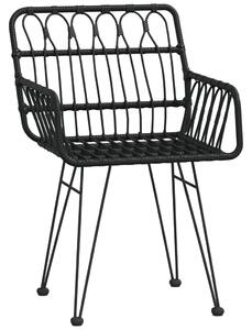 Záhradné stoličky 2 ks s opierkami čierne 56x64x80 cm PE Rattan