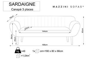 Svetloružová zamatová pohovka Mazzini Sofas Sardaigne, 188 cm