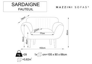 Sivé zamatové kreslo Mazzini Sofas Sardaigne