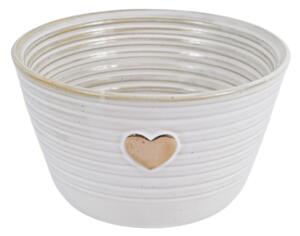Biela porcelánová miska PARLANE so zlatým srdcom