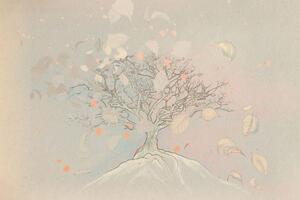 Samolepiaca tapeta kreslený jesenný strom