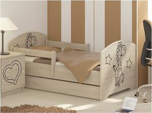 Detská posteľ s výrezom ŽIRAFA - prírodná 140x70 cm + matrac ZADARMO!