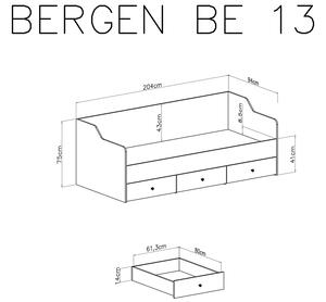 Posteľ s tromi zásuvkami 90x200 Bergen 13 - Biely