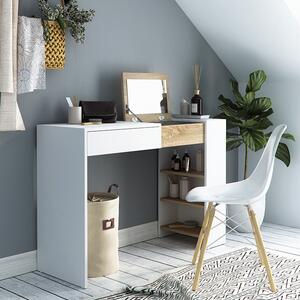 Biely toaletný stolík / písací stôl s dekorom dub sonoma ELIS