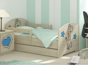 Detská posteľ s výrezom ŽIRAFA - modrá 140x70 cm + matrac ZADARMO!