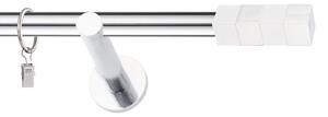 Dekorstudio Chrómová jednoradová garniža biely MAGNUM 19mm Dĺžka: 480cm, Typ uchytenia: Držiak otvorený, Typ príslušenstva: Krúžky tiché so štipcami