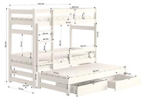 Dvojposchodová posteľ s extra výsuvným lôžkom Alis PPV 018 - Farba šedá