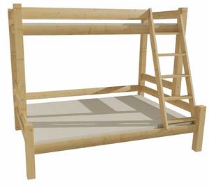 Detská poschodová posteľ s rozšíreným spodným lôžkom z MASÍVU 200x90/160 cm bez šuplíka PAVLÍNA - bezfarebný ekologický lak