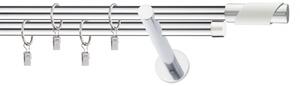 Dekorstudio Chrómová dvojradová garniža biely PARIS 19mm Dĺžka: 280cm, Typ uchytenia: Držiak dvojitý modern, Typ príslušenstva: Krúžky tiché so štipcami