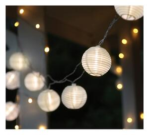 Biela svetelná LED reťaz s lampiónmi vhodná do exteriéru Star Trading Festival, dĺžka 4,5 m