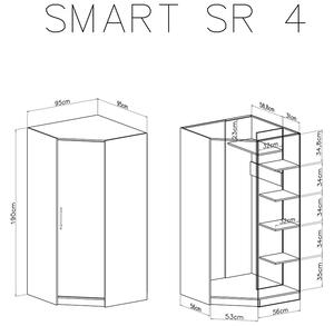 Skriňa Smart SR4 95 cm dub sonoma/biela