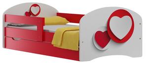 Detská posteľ so zásuvkami ČERVENÉ SRDCE 140x70 cm