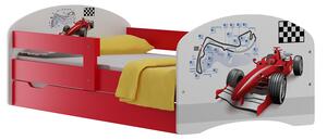 Detská posteľ so zásuvkami ČERVENÁ FORMULE 140x70 cm