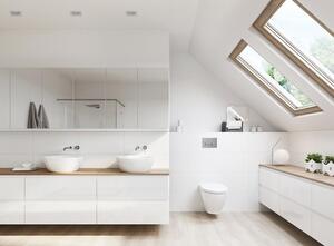 Cersanit Moduo, kúpeľňová skrinková súprava s umývadlom na dosku 80x45x95 cm, biela lesklá-dub, S801-443