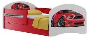 Detská posteľ so zásuvkami ČERVENÝ ŠPORTIAK 140x70 cm