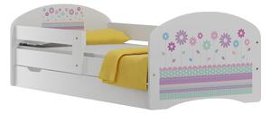 Detská posteľ so zásuvkami FAREBNÁ KVIETKY 140x70 cm