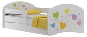 Detská posteľ so zásuvkami FAREBNÁ SRDIEČKA 180x90 cm