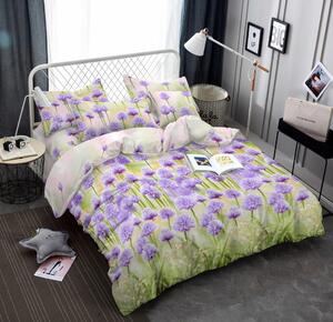 3D Obliečky PURPLE FLOWERS zelené Rozmer obliečky: 70 x 80 cm | 140 x 200 cm