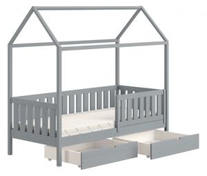 Detská posteľ domček prízemná so zásuvkami Nemos II - šedý, 90x200